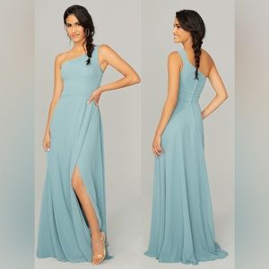 Morilee One Shoulder Chiffon Bridesmaid Dress Moss Sage Green 21758